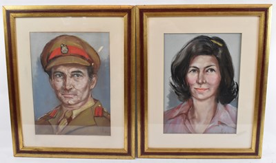 Lot 298 - ADAMS; a pair of pastel portraits of Colonel...