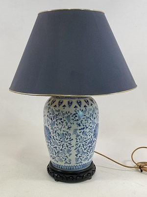 Lot 679 - A Chinese ceramic blue and white table lamp...