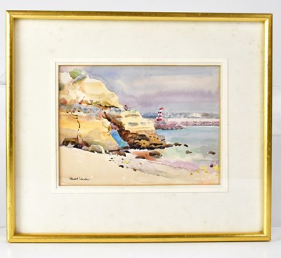 Lot 385 - STEWART LOWDON (born 1932); watercolour, beach...