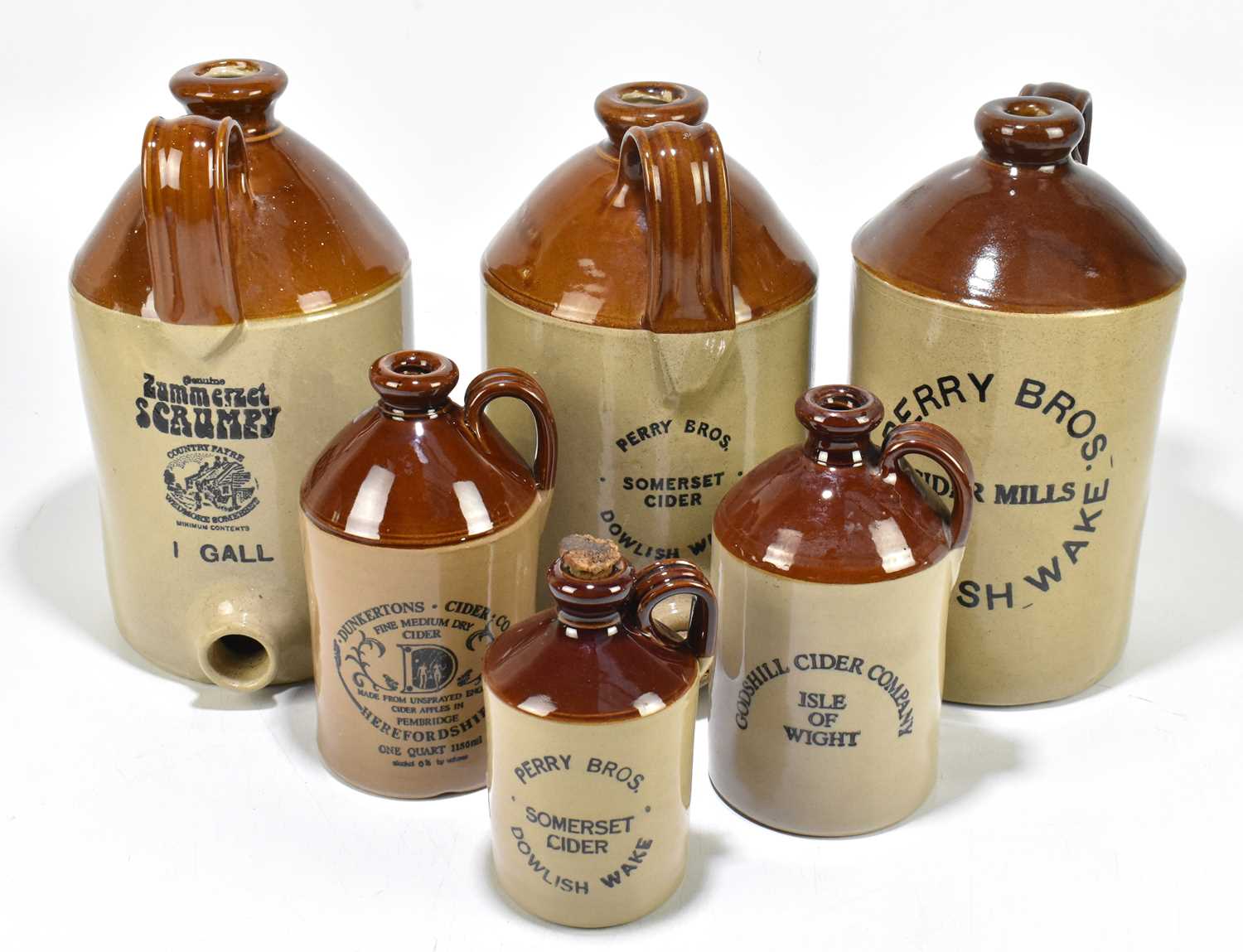 Lot 132 - A collection of six cider flagons