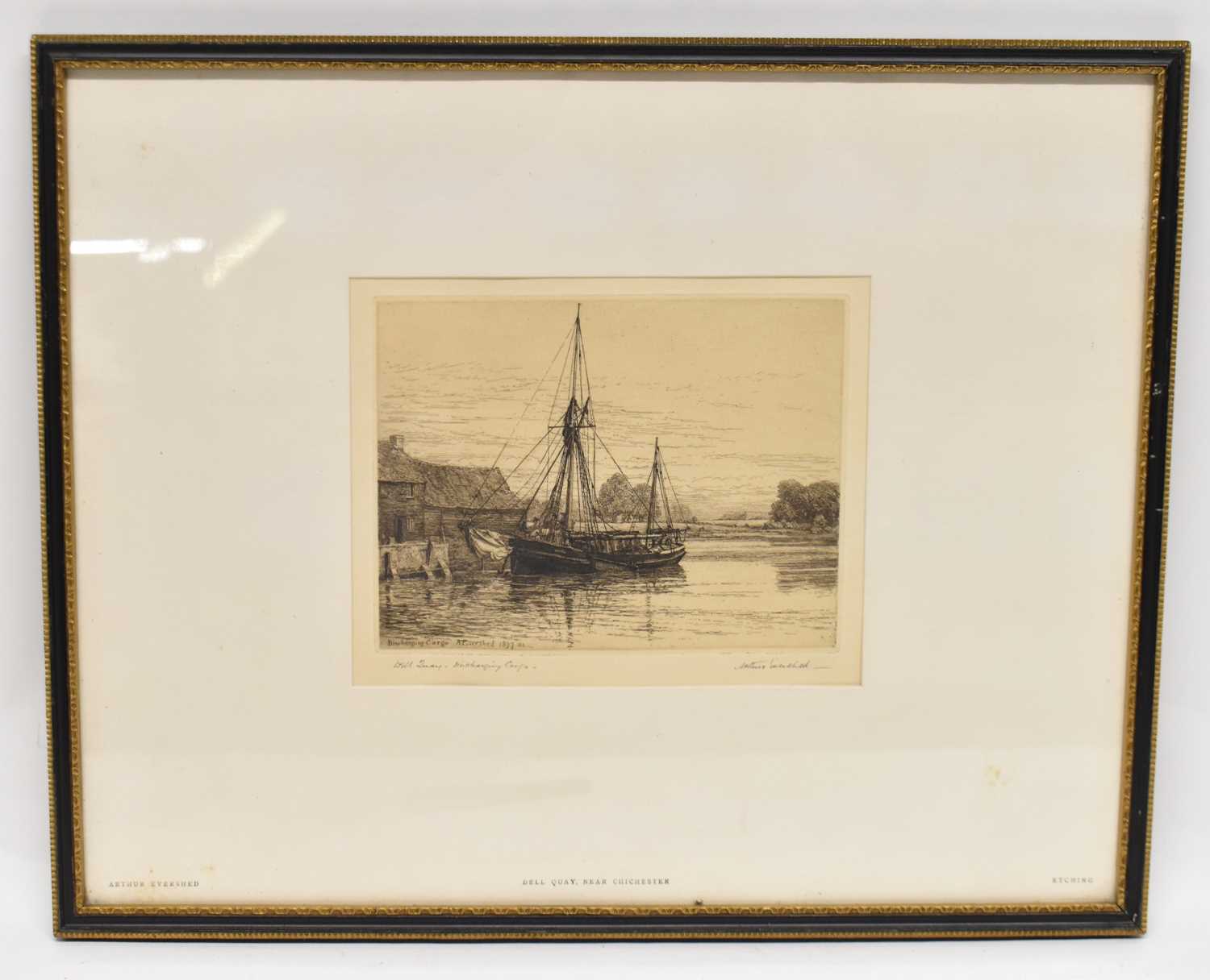 Lot 192 - ARTHUR EVERSHED; etching, 'Discharging Cargo',...
