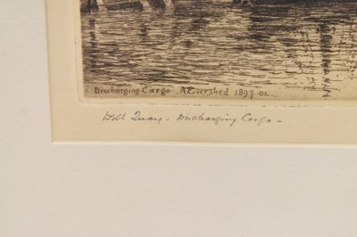 Lot 192 - ARTHUR EVERSHED; etching, 'Discharging Cargo',...