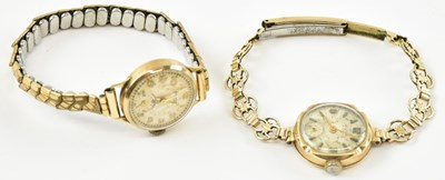 Lot 1046 - Two crown wind lady's watches, both with 9ct...