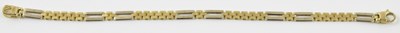 Lot 877 - A 9ct gold bicolour bracelet, with double bar...