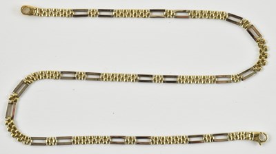 Lot 823 - A 9ct gold bicolour necklace, with double bar...