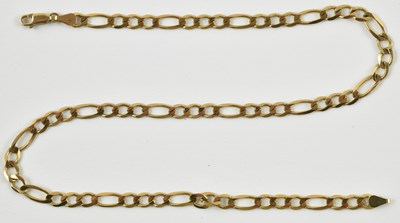 Lot 820 - A 9ct gold figaro link necklace, with lobster...