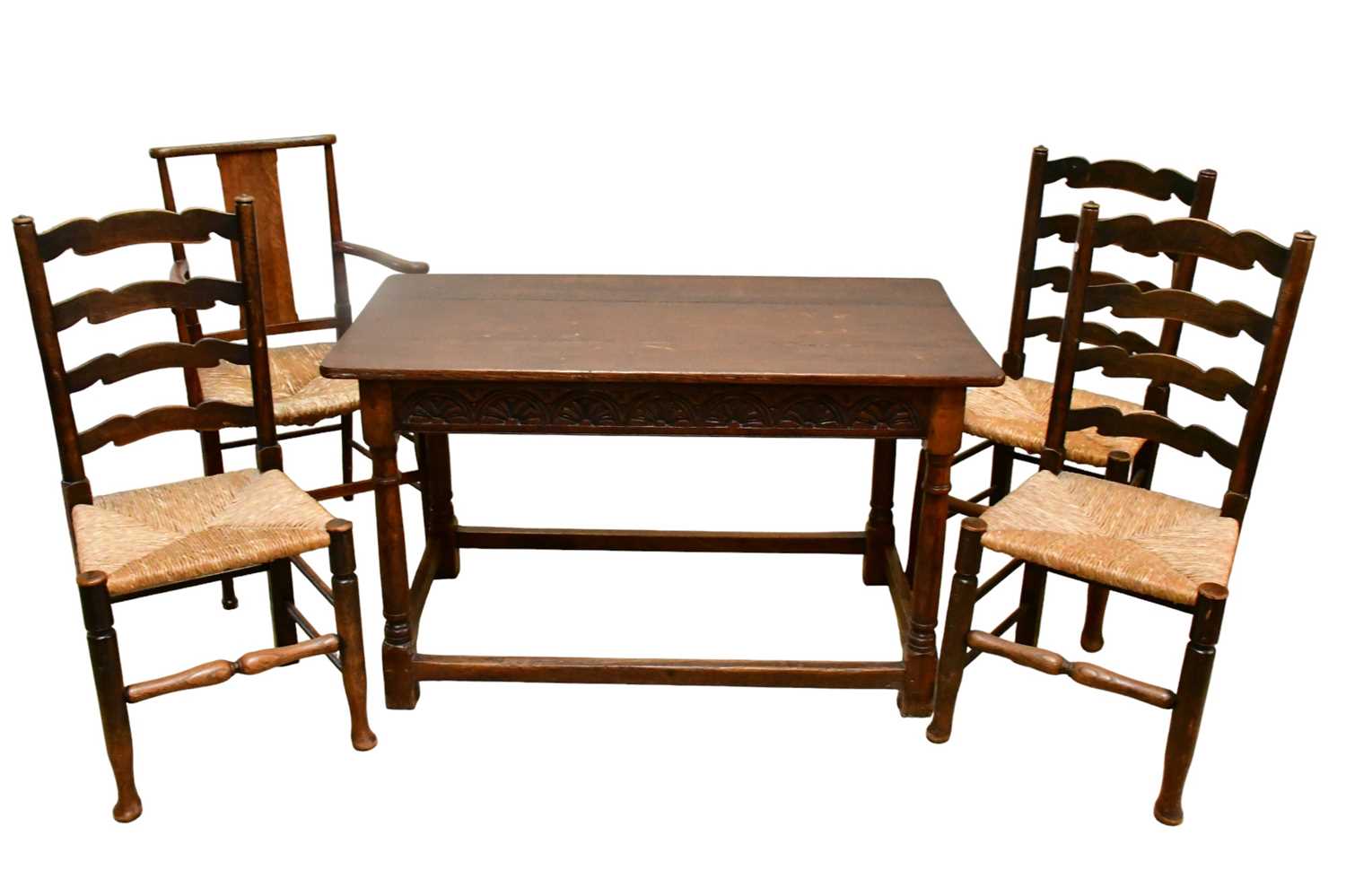 Lot 2278 - A small oak refectory table with rounded...