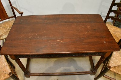Lot 2278 - A small oak refectory table with rounded...