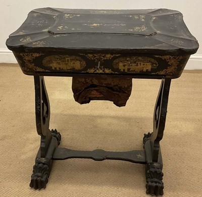 Lot 818 - A 19th century Chinese lacquered sewing table,...