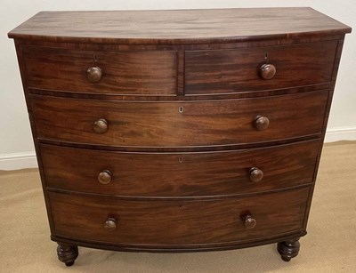 Lot 819 - A 19th century mahogany bowfronted chest of...