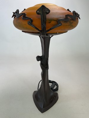 Lot 680 - An Art Nouveau style figural lamp, 55 x 35cm.