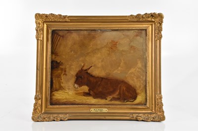 Lot 834 - M T WARD; oil on board, study of donkey in...