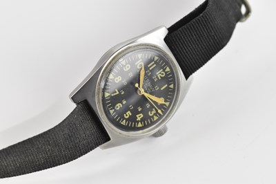 Lot 1879 - US NAVY; a manual wind wristwatch, the black...