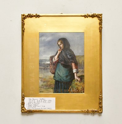 Lot 815 - J D WATSON; watercolour, young lady carrying...