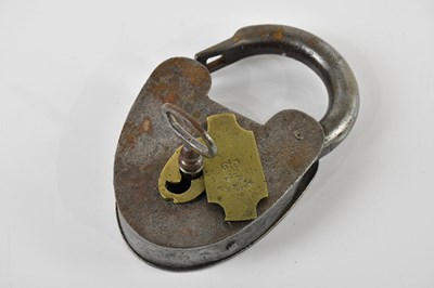 Lot 600 - A Victorian padlock, with key stamped A Thompson.