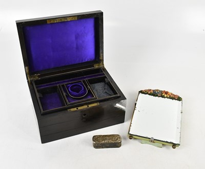 Lot 535 - A Victorian ebonised jewellery box, the hinged...