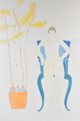 Lot 35 - COLETTE DOBSON; mixed media, 'Nude with Exotic...