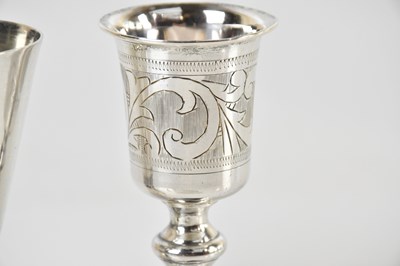 Lot 379 - A Continental silver kiddush cup, with further...