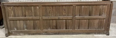 Lot 710 - A 19th century oak church pew section, with a...