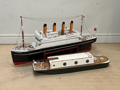 Lot 117 - R.M.S. TITANIC; a scratch build wooden model...