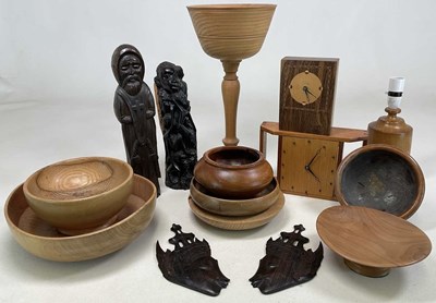 Lot 47 - A small amount of treen, to include clocks,...