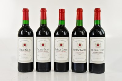 Lot 802 - RED WINE; five bottles Château Gachet Lalande...