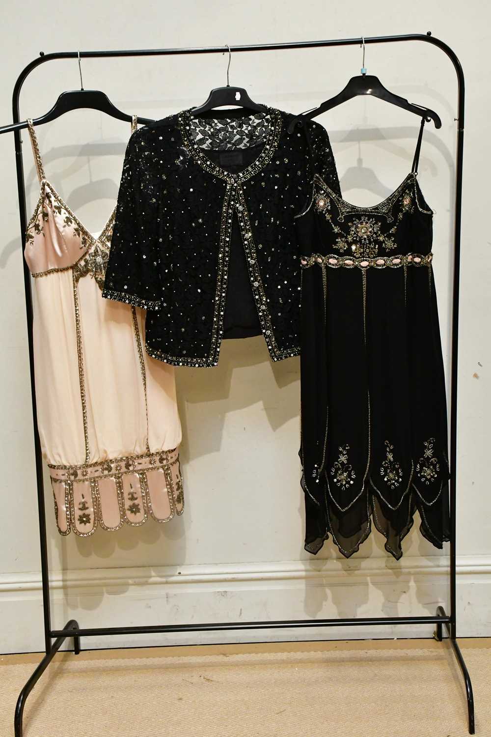 Lot 2003 - SUE WONG; a cream silk short evening dress,...