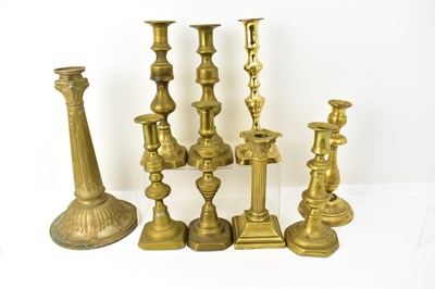 Lot 793 - Two pairs of candlesticks and five single...