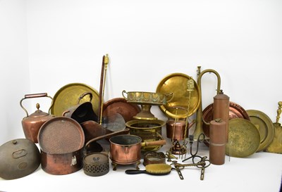 Lot 803 - Various items of antique and vintage brass and...