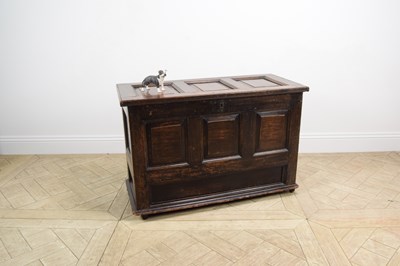 Lot 124 - A 19th century and later oak mule type chest,...