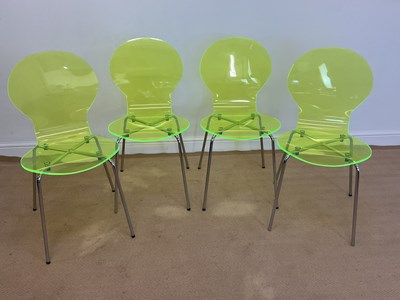 Lot 809 - Four modern contemporary lime green plexi...