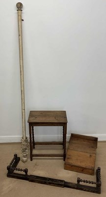 Lot 873 - A small oak side table and pine desk top...