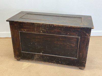 Lot 845 - A painted pine blanket box with panels to all...