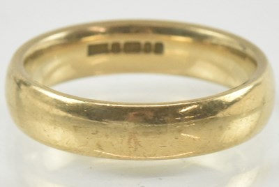 Lot 873 - A 9ct gold band ring, size Q, approx 5.4g.