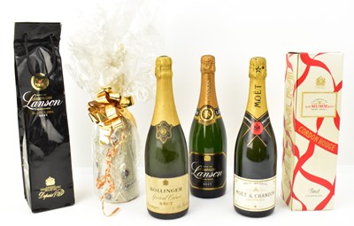 Lot 195 - CHAMPAGNE; six bottles of mixed champagne...