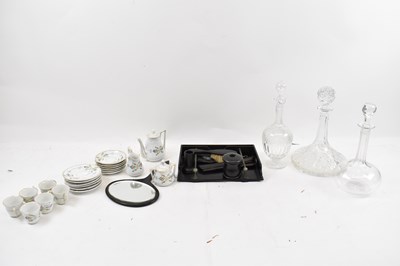 Lot 364 - A vintage ebony dressing table set on tray, a...