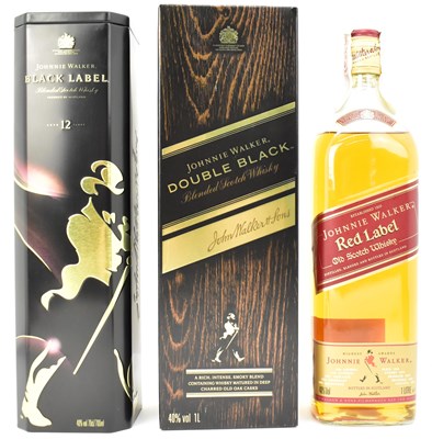 Lot 159 - WHISKY; three bottles of Johnnie Walker whisky...