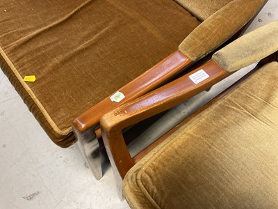 Lot 14 - CINTIQUE; a retro teak two-seater settee