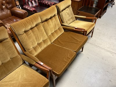 Lot 14 - CINTIQUE; a retro teak two-seater settee