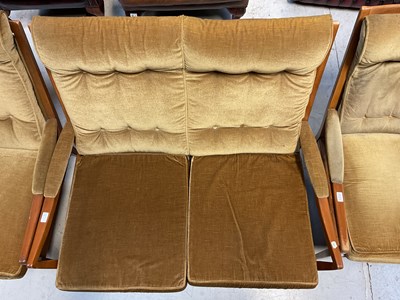 Lot 14 - CINTIQUE; a retro teak two-seater settee