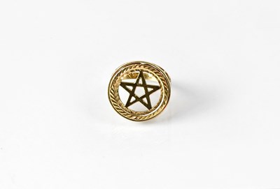 Lot 1066 - A 9ct yellow gold ring with pentacle design,...