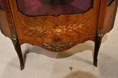 Lot 32 - A reproduction serpentine fronted vitrine with...