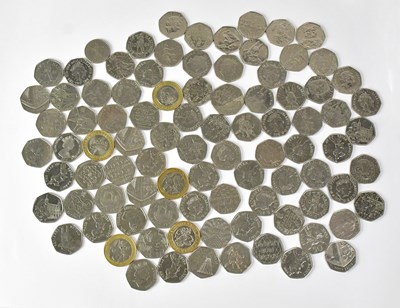 Lot 1027 - A quantity of 50p coins, including various...