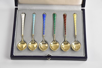 Lot 465 - A cased set of six Danish sterling silver gilt...