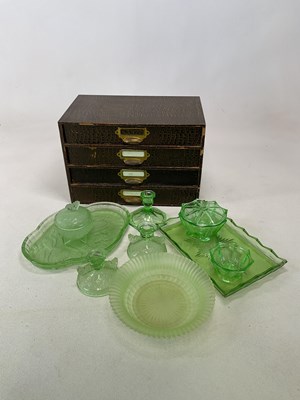 Lot 243 - Art Deco green glass ware, including two...