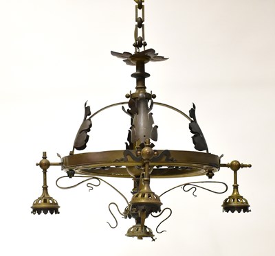 Lot 81 - A brass light fitting, with central ring...