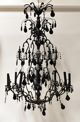 Lot 92 - A large ornate contemporary black painted and...