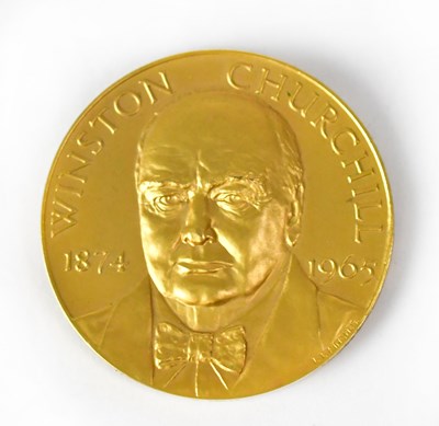 Lot 740 - WINSTON CHURCHILL; a 9ct yellow gold medallion...