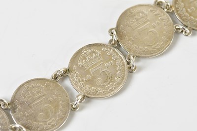 Lot 1769 - A bracelet formed of threepenny bit coins, all...