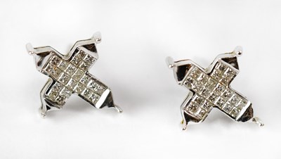 Lot 791 - A pair of 9ct white gold stud earrings in the...